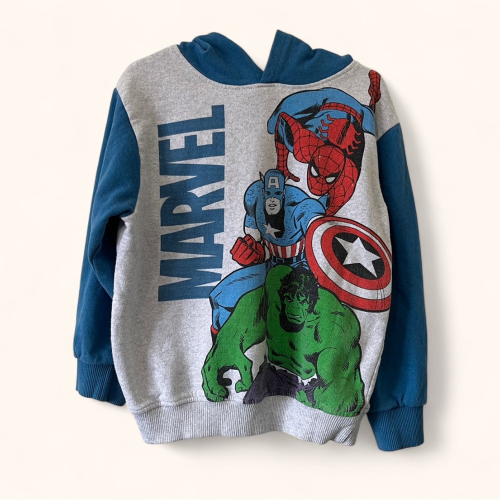 Boys Small Size 6 Marvel Spiderman Captain America Incredible Hulk Comic Hoodie